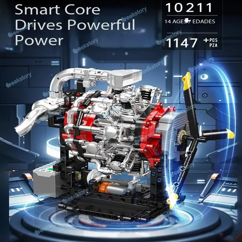 Nowy zestaw klocków konstrukcyjnych modelu silnika samolotu 1147 PCS, wyzwanie dla dorosłych 10211, kolekcjonerski ornament do samodzielnego montażu, zabawka DIY, cegły na prezent