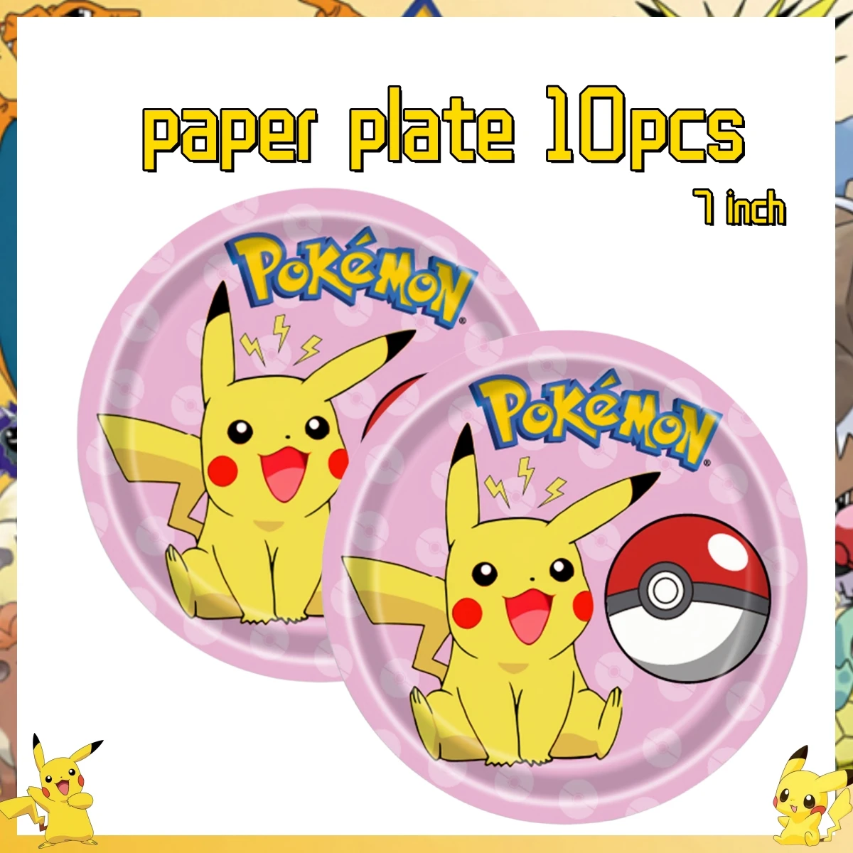 Pink Pokemon Birthday Party Decoration Disposable Tableware Set Pikachu Tablecloth Cup Plate Baby Shower Kids Diy Party Supplies