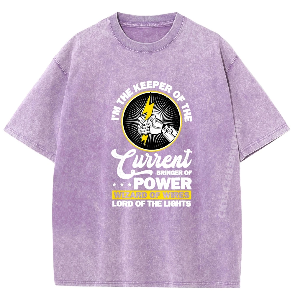 كهربائي أنا الحارس غير تقليدي شعار تي شيرت كلاسيكي القطن قصير الأكمام تيز تي شيرت مطبوع ريترو غسلها الملابس