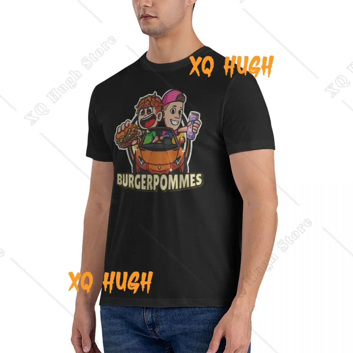 Burgerpommes Icrimax Anime Cartoon T-Shirt Beach Classic T Shirts Cotton Hip Hop Tee Shirt For Men Short Sleeve Top Tees