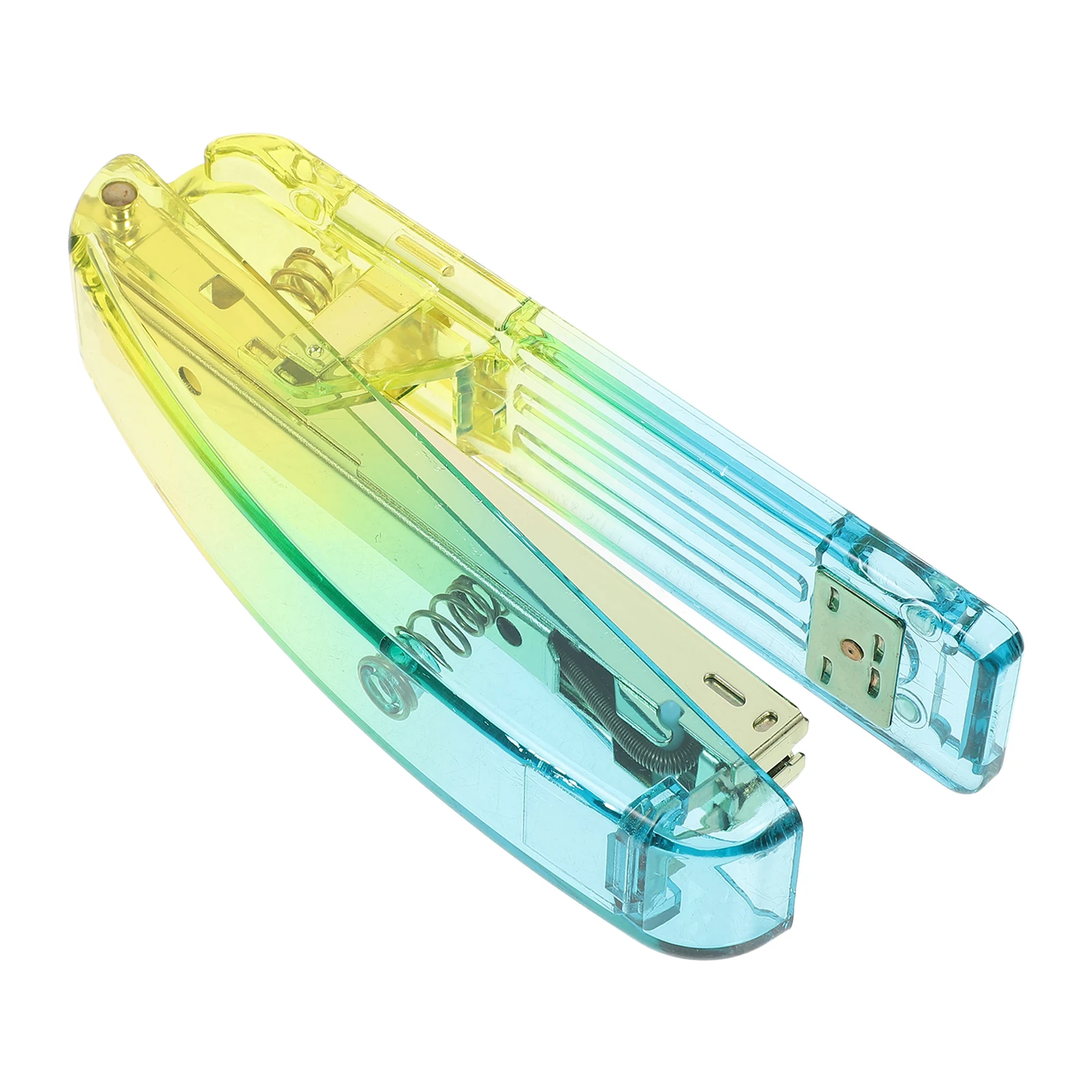 

Blue Yellow Gradient Acrylic Stapler Handheld Desk Office Stationery Fashion Practical Durability Large Capacity Standard Size
