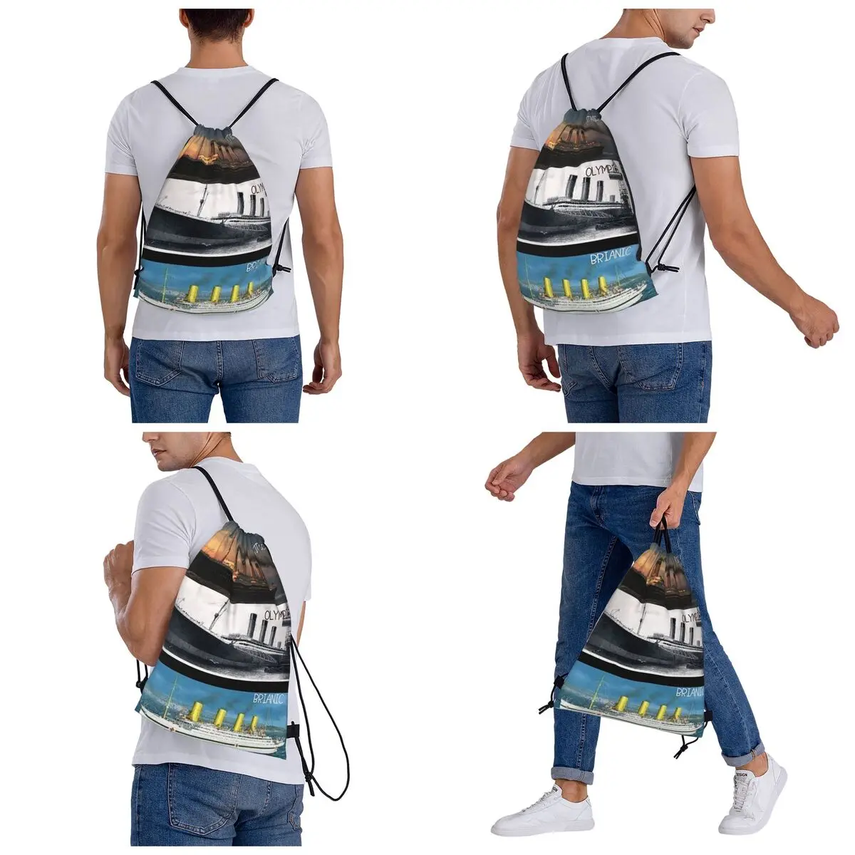 Titanic Britanic Sister Ship Iceberg White Star Liners Backpacks Drawstring Bundle Pocket Storage Bag Book Bags for Travel