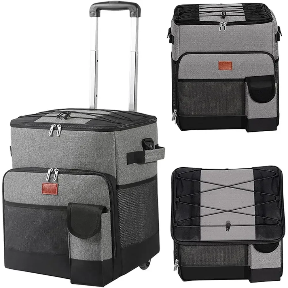Portable 35L Waterproof Rolling Cooler with Wheels for Camping and Shopping