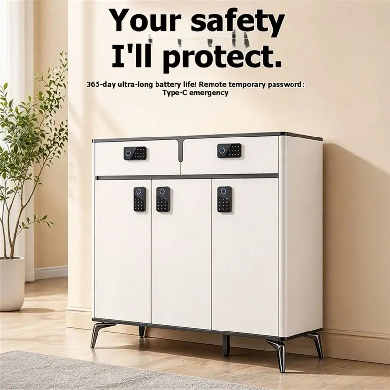【GREAT VALUE】Tuya Smart Cabinet Lock Invisible Fingerprint Code RFID Card Electronic Drawer Keyless Drill-Free