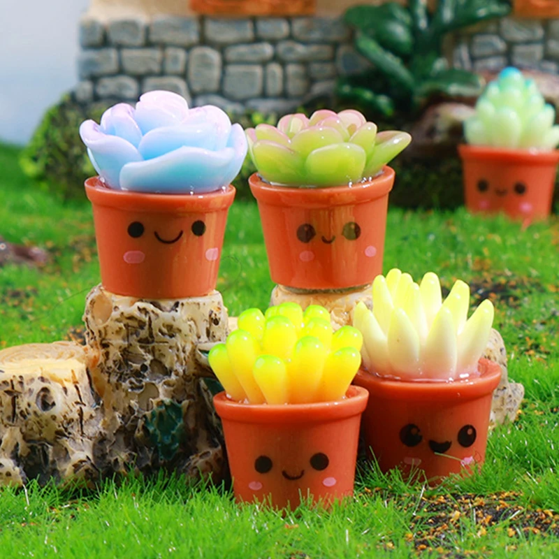 كارتون نبات عصاري بوعاء تمثال مصغر ، لطيف Kawaii زخرفة سطح المكتب الصغيرة ، إبداعي DIY ديكور المنزل ، الهدايا