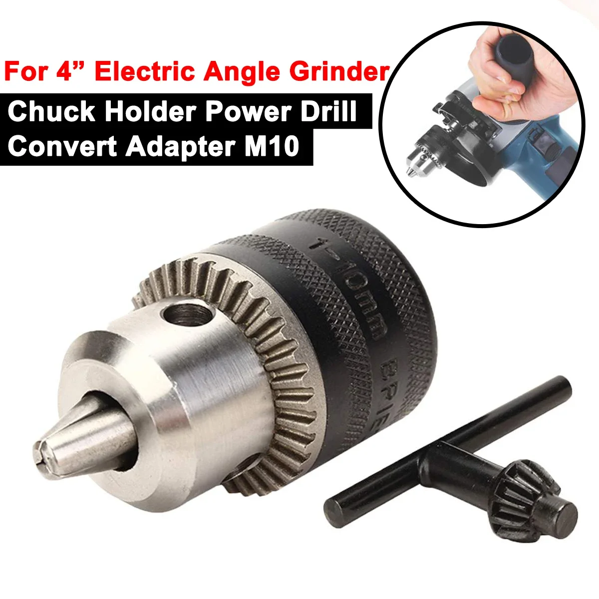 For 4 inch Electric Angle Grinder 10mm Chuck Holder Power Drill Convert Adapter M10  High Precision Collet Chuck