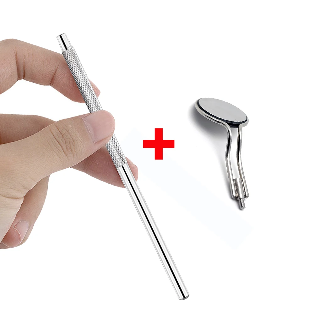 Dental Mouth Mirror With Handle Anti-Fog Rhodium Double Sided Oral Mirrors Reflectors Reuse Oral Mirror Handle