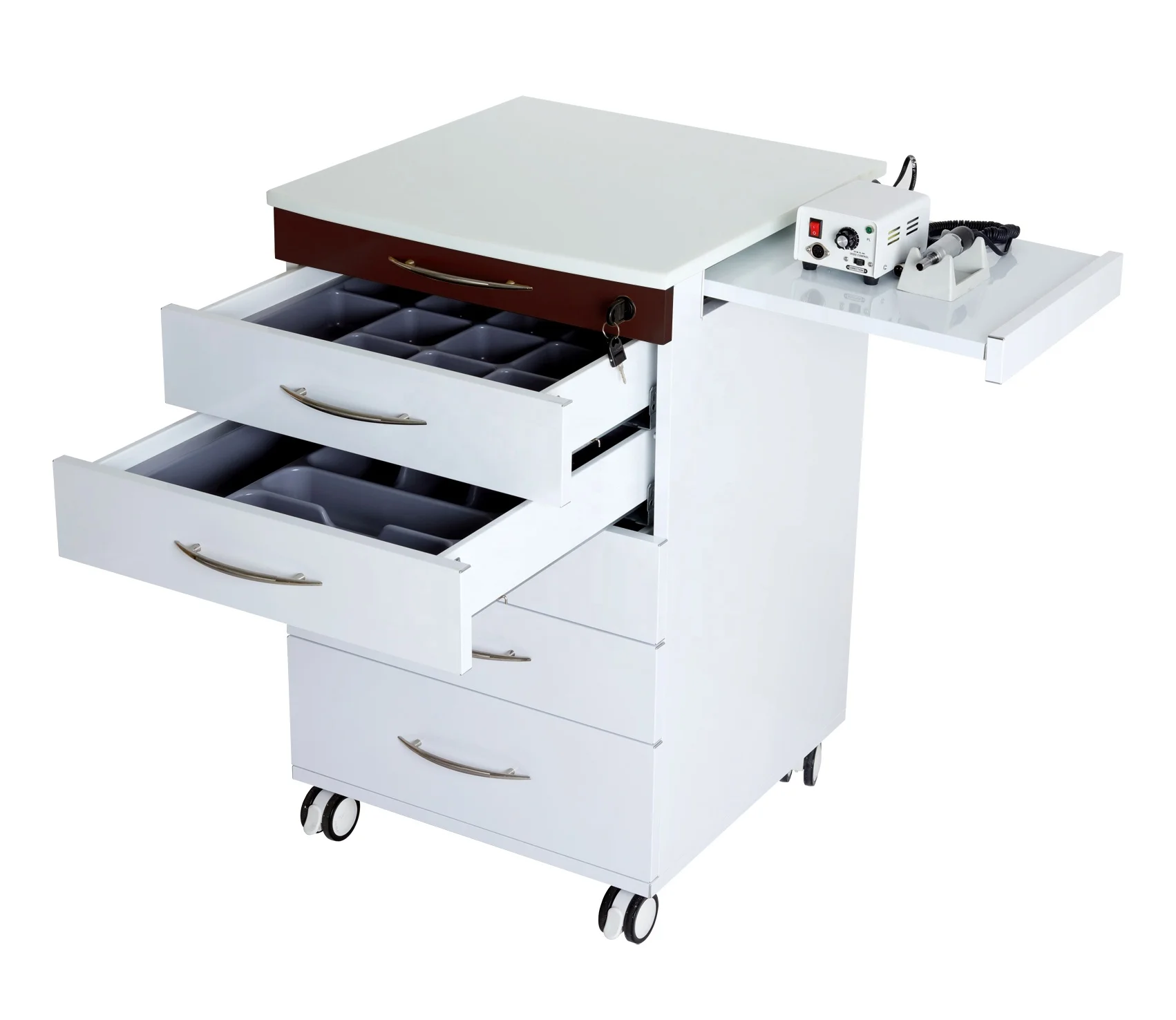 

Hospital Portable Stainless Steel Trolley Cabinet Modern Den--tal 5 Drawer Cabinet Furniture Storage Stool Mobile Cabinet