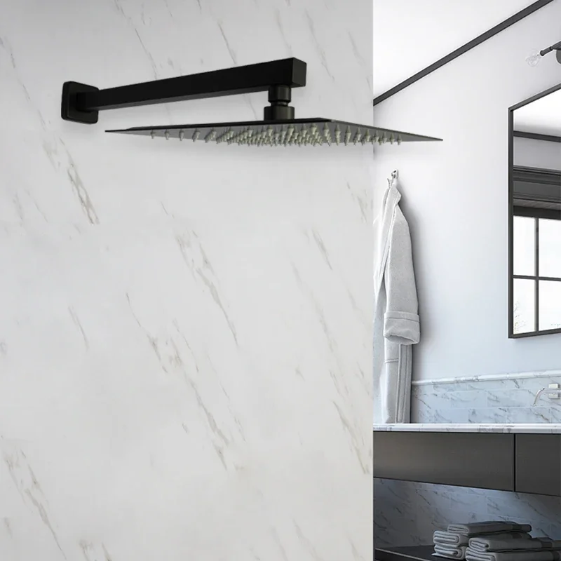 High Quality 8/10/12 Inch Square Stainless Steel High Pressure Rain Shower Head Large Flow Pressurized Bathroom Shower