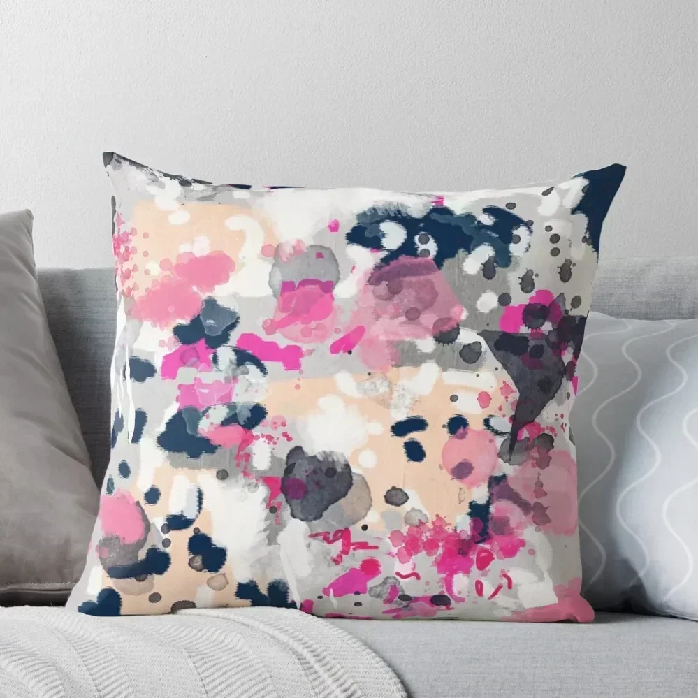 Nico - Abstract painting in pink, blush, navy, modern trendy colors Throw Pillow Bed pillowcases pillow cover christmas pillow