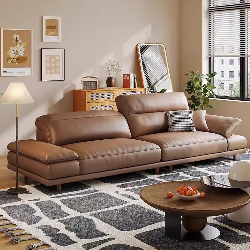 

Итальянский минималистичный кожаный диван, мебель, губка, модульные коричневые секционные диваны для гостиной