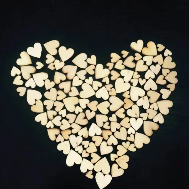 100pcs mini Heart Shape Wood Slices For Wedding Crafts Embellishment Home Wall Decorations DIY Crafts Accessories