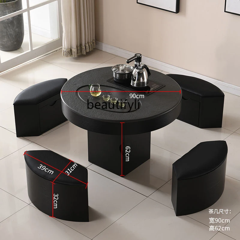 Licht Luxe Ronde Firestone Kung Fu Thee Theetafel Balkon Tafel-Stoel Set Huishoudelijke Minimalistische