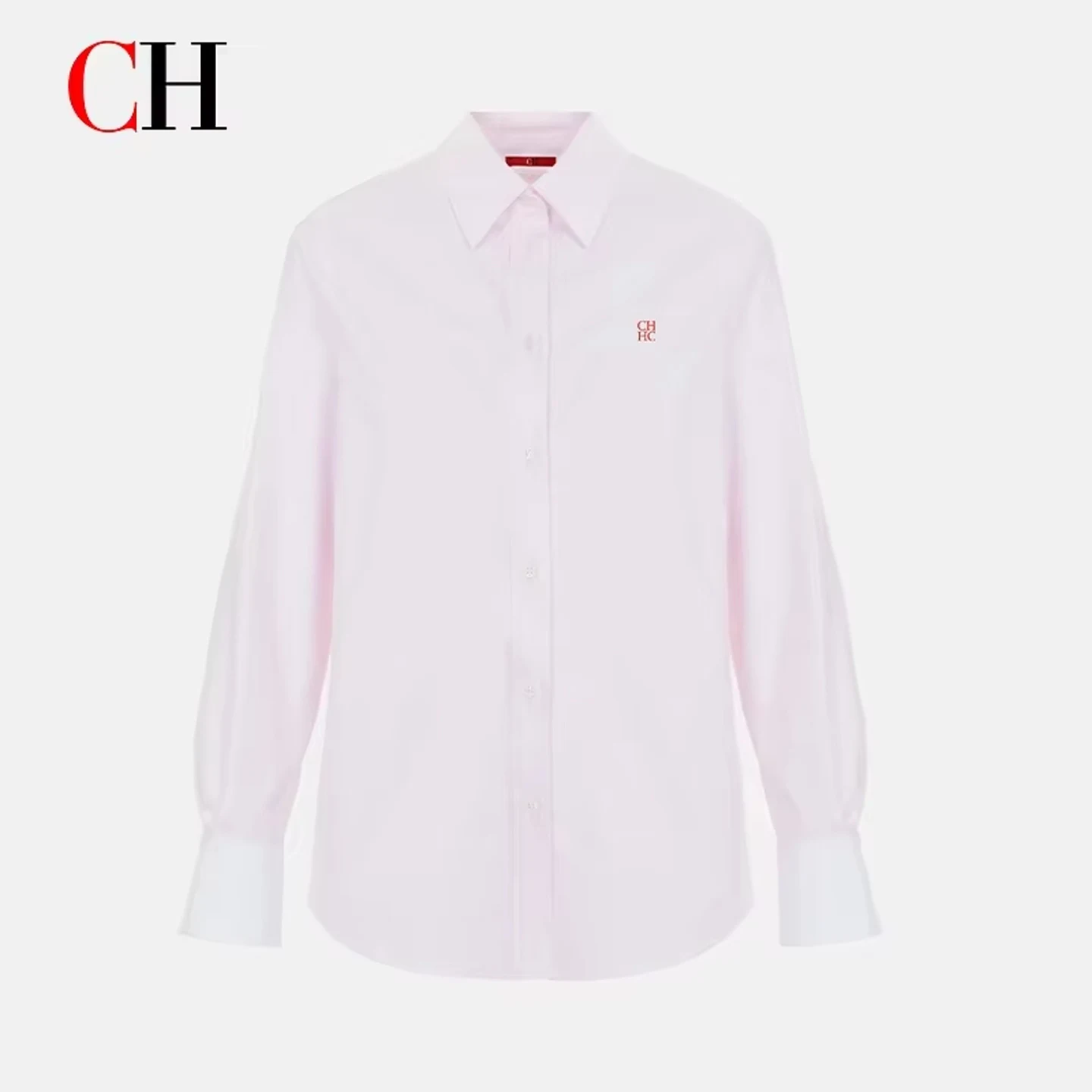 CH Damen Rosa Hemdbluse mit Knöpfen, Langarm, lässig, locker geschnitten, elegant, für Büro und Arbeit, modische Oberteile – Detail 2