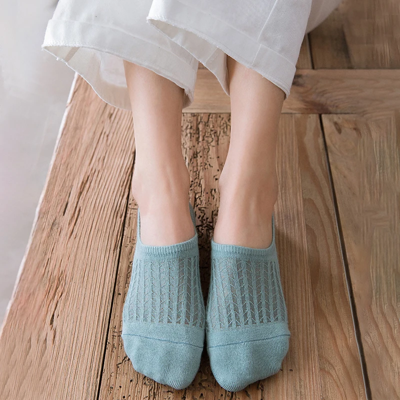 5 Pairs Women Simple Solid Ankle Socks Hidden Socks Lightweight Breathable Socks Suitable for Spring Summer Travel Wear