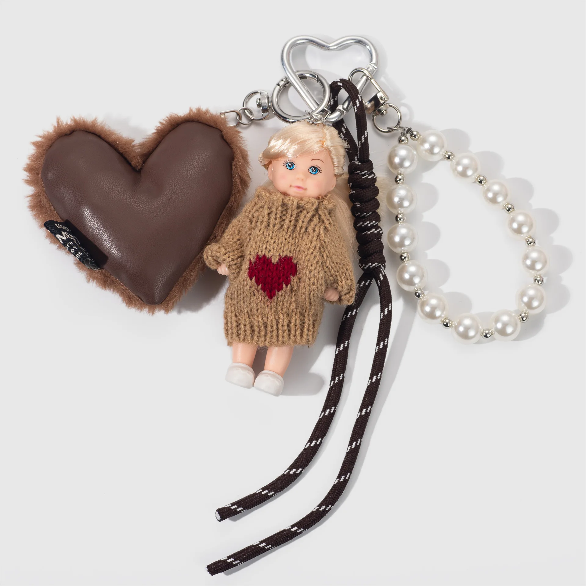 Ins Korean Version Sweet Cute Face Princess Doll Keychain Exquisite Love Accessories Backpack Decor Pendant Keychain Gifts