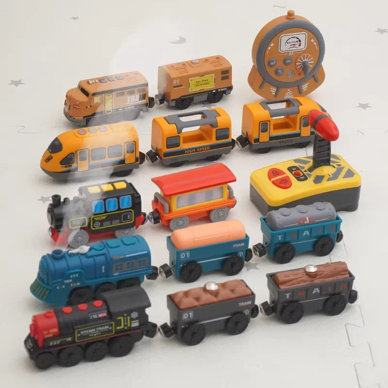 NEW Toy Cars For Boys Remote Control Kids Electric Train Toy Set Compatible With Wooden Track Railway Children's Toys