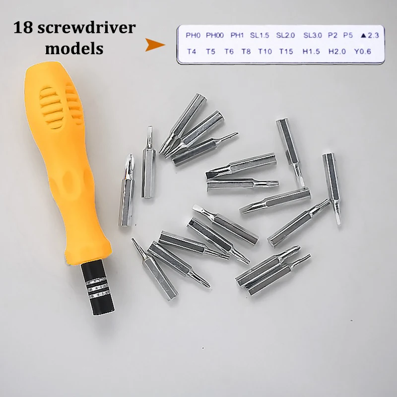 18 In 1 Bits Precision Screwdriver Set Cross Flat Shaped Screwdriver Head Multifunctional Precision Handheld Maintenance Tool