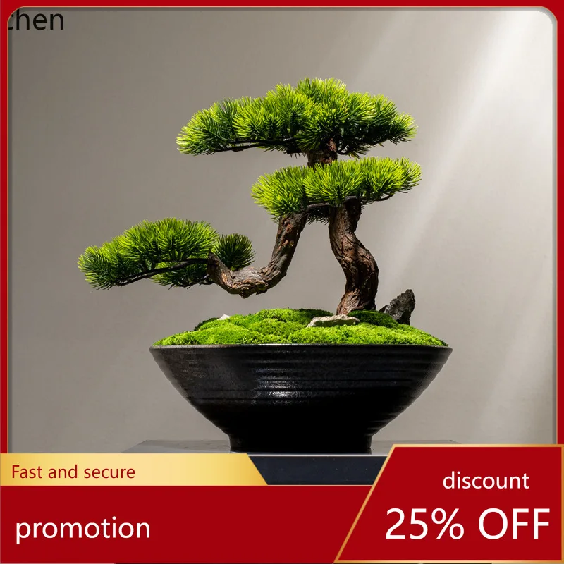 

CZ Zen Eternal Moss Green Plant Bonsai Home Decoration Flower Living Room Flower Stand Entrance Floral Ornament