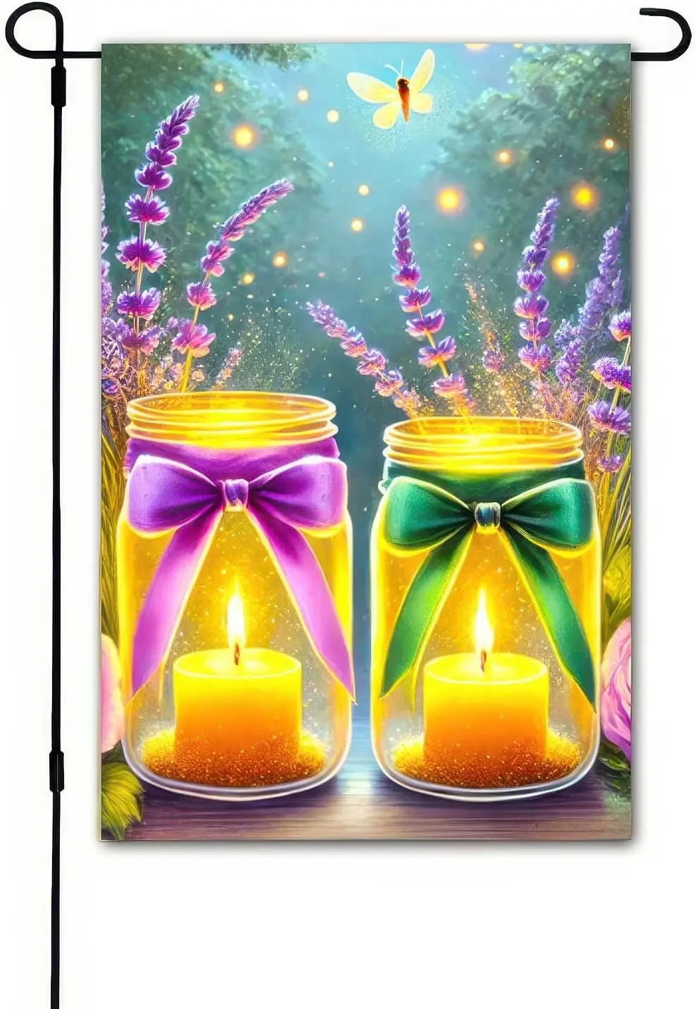Welcome Spring Garden Flag Double Sided 12 x 18 Inch Spring Summer Flags Glow Floral Fireflies Mason Jar Flag Holiday Yard O EEZ