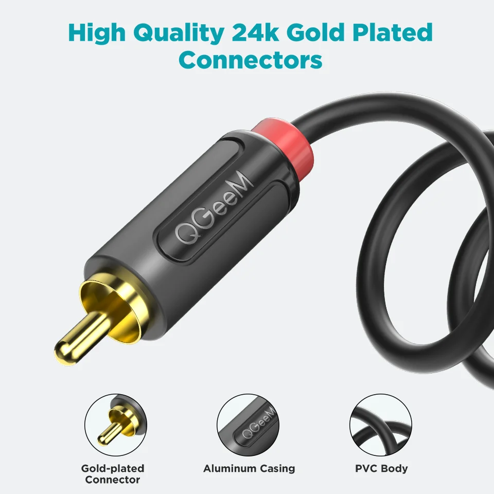 Kabel RCA do RCA QGeeM rozdzielacz łącze typu Jack kabel Audio RCA Stereo Aux Wire dla TV CD DVD Radio VCD wzmacniacz dźwięku konsola