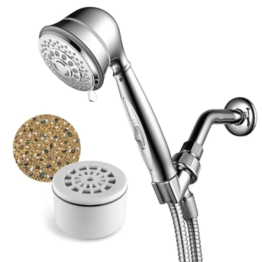 

AquaCare by 7-Setting Filtered Handheld Shower Head with Patented ON/OFF Pause Switch and Enriched KDF Shower Filter Cartridge