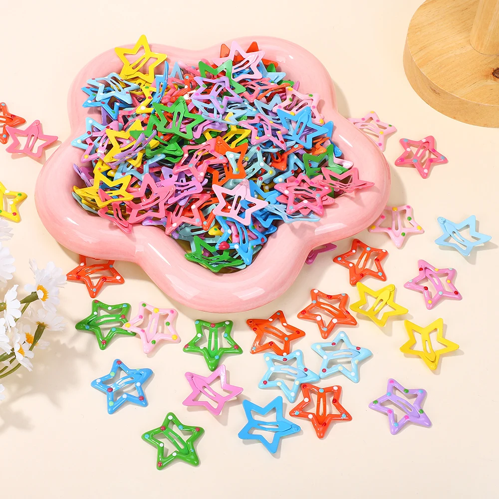 10–100 Stück, zufällige Farbe, Punkt, fünf Sterne, BB-Haar, Pony, seitlicher Clip für Mädchen, Y2K-Mode, Aolly-Haarnadeln, schöne Kinder-Haar-Accessoires