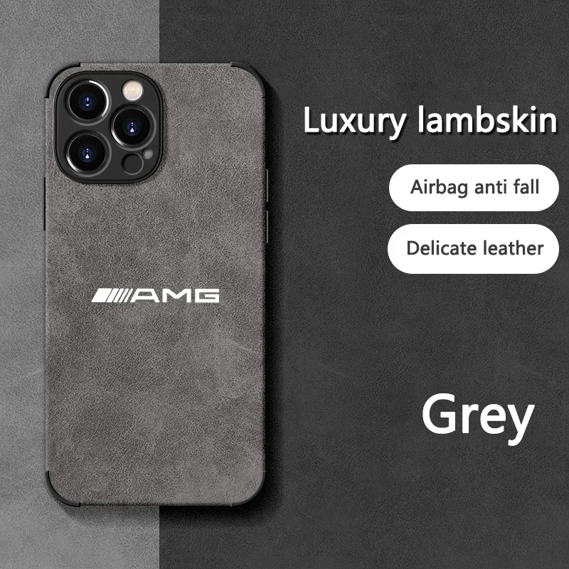 M-Mercedes AMG Logo Sudue Phone Case For iPhone 16 15 14 13 12 11 Pro Max Plus Color Shockproof Back Blue Grey Cover Shell