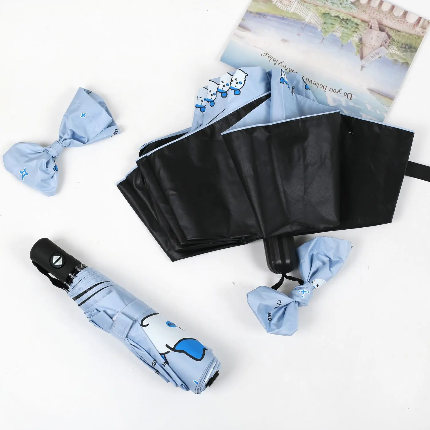 Fresh Minimal Cute Chiikawa Hachiware Auto 3-Fold Umbrella UV Protection Foldable Parasol Gift for Students Cartoon Kawaii 2026 view 4
