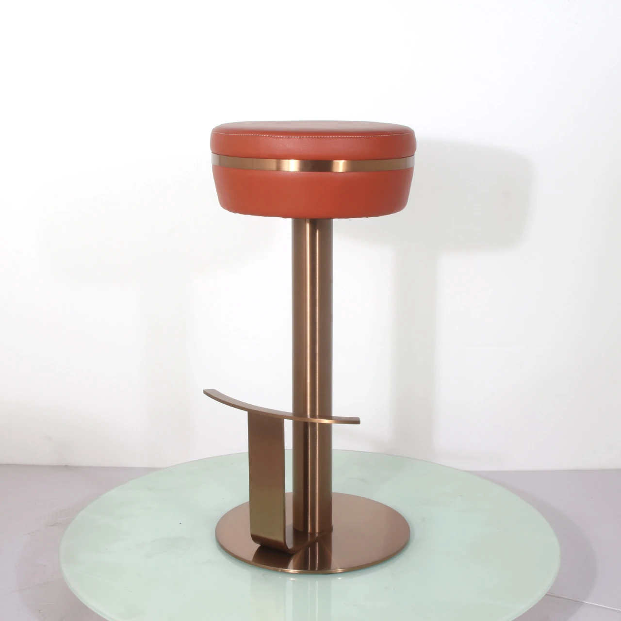 Factory Nordic household stainless steel bar chair high pole chair desk reception leather high pole stool