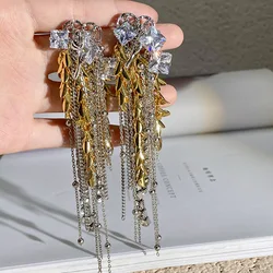 XIALUOKE Geometric Metal Ear Of Wheat Rose Flower Drop Earrings Women Vintage Personality Tassels Earrings Party Bride Jewelry