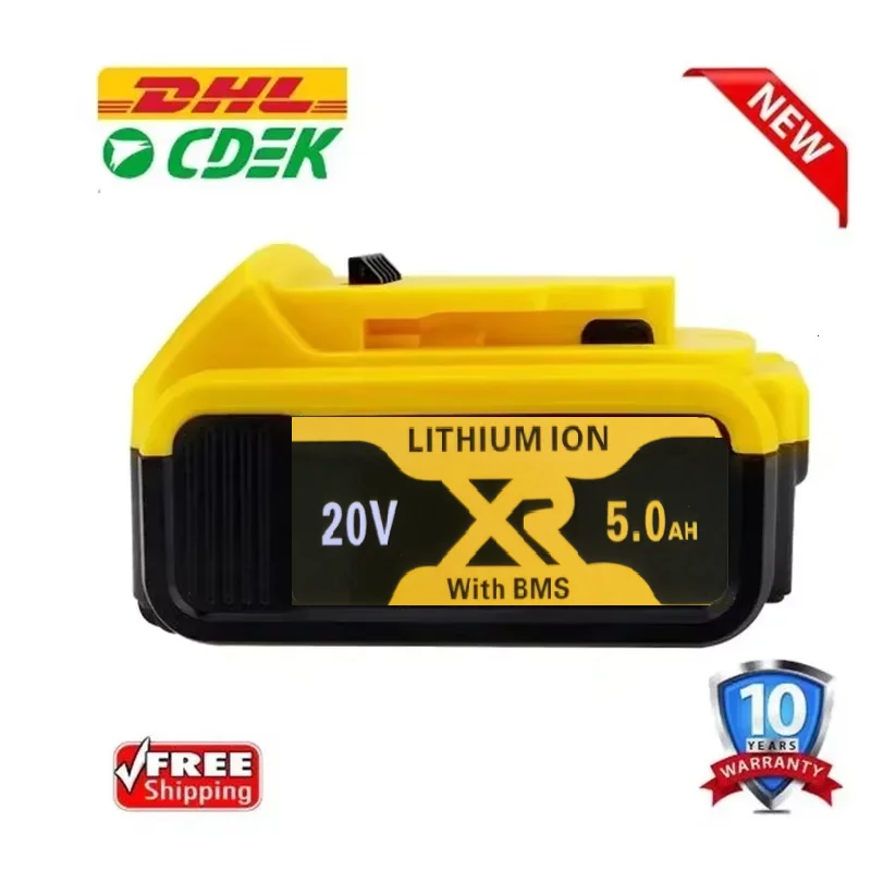 Baterías recargables larga duración mejoradas para DeWalt,repuesto iones de litio de 20V,6.0Ah,Compatible con DCB205,DCB,DCB203