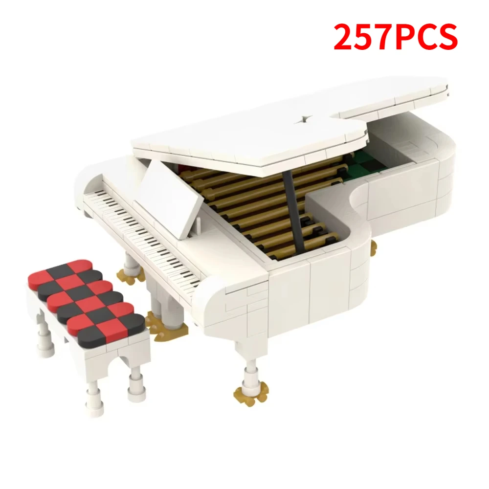 

Белые строительные блоки для рояля MOC- 141786 Винтажный инструмент, настольное украшение, сборная модель, головоломка, детская игрушка, подарок на день рождения