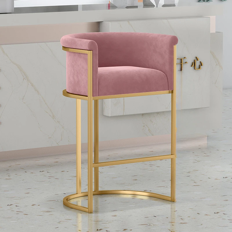 

Velvet Metal Arm Bar Chairs Counter Living Room Dining Stool Office Modern Bar Chairs High Design Cadeira Bar Furniture MR50BC