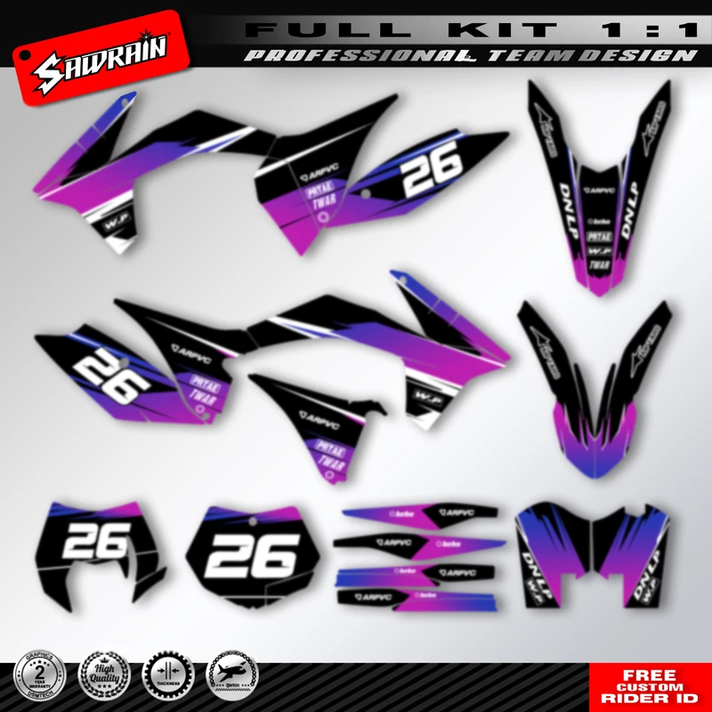 

Водонепроницаемая наклейка для мотоцикла Sawrain, комплект наклеек с графикой команды для KTM SXF 2011 2012 EXC 2012 2013, темно-фиолетовый