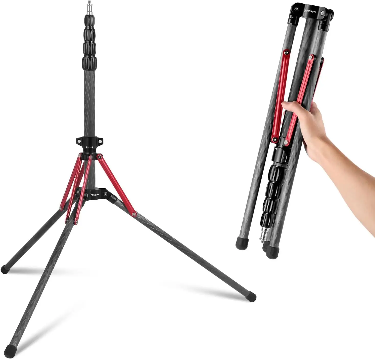 

Carbon Fiber Tripod with Reversible Legs, 220cm Height, 3.5kg Load, Portable for Photography & Video