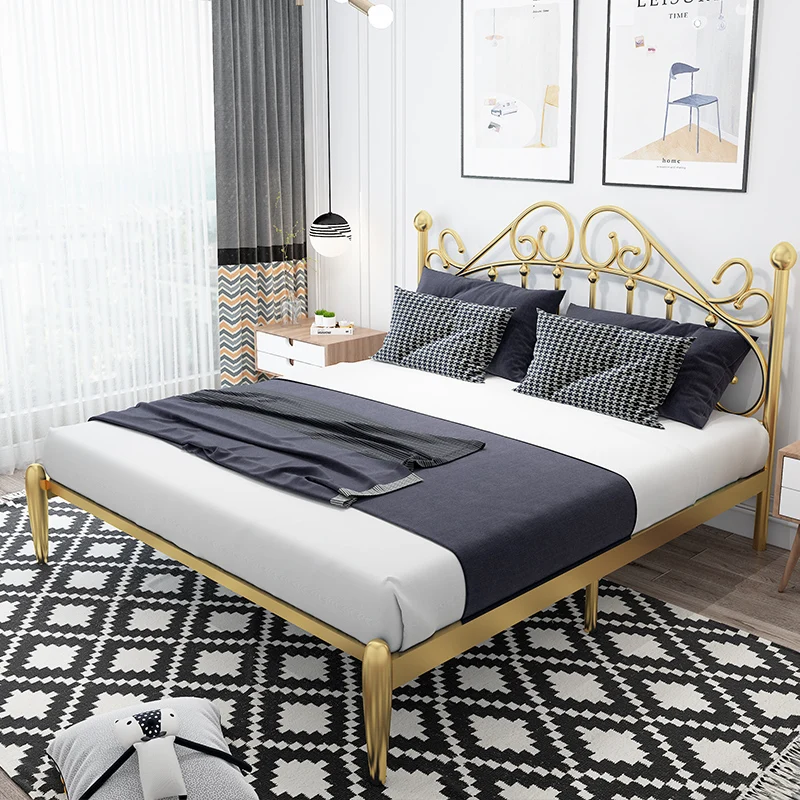 kawaii waterproof double bed european bedroom 2 person metal luxury twin beds queen modern white camas de dormitorio furniture