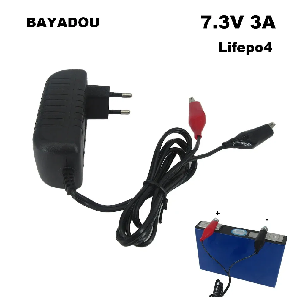 

7.3V 3A Lifepo4 Smart Charger for 2S 6.4V 6.6V Iron Phosphate Battery Charger 100 - 240V AC EU US Plug Alligator Clip