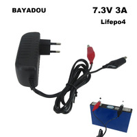 7.3V 3A Lifepo4 Smart Charger for 2S 6.4V 6.6V Iron Phosphate Battery Charger 100 - 240V AC EU US Plug Alligator Clip
