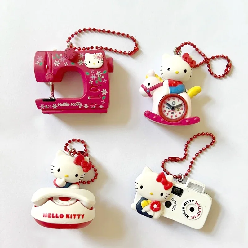 Japanese Kawaii Camera Model Hello Kitty Keychain Pendant Cute Korean Sewing Machine Hello Kitty Pendant Set Birthday Gift
