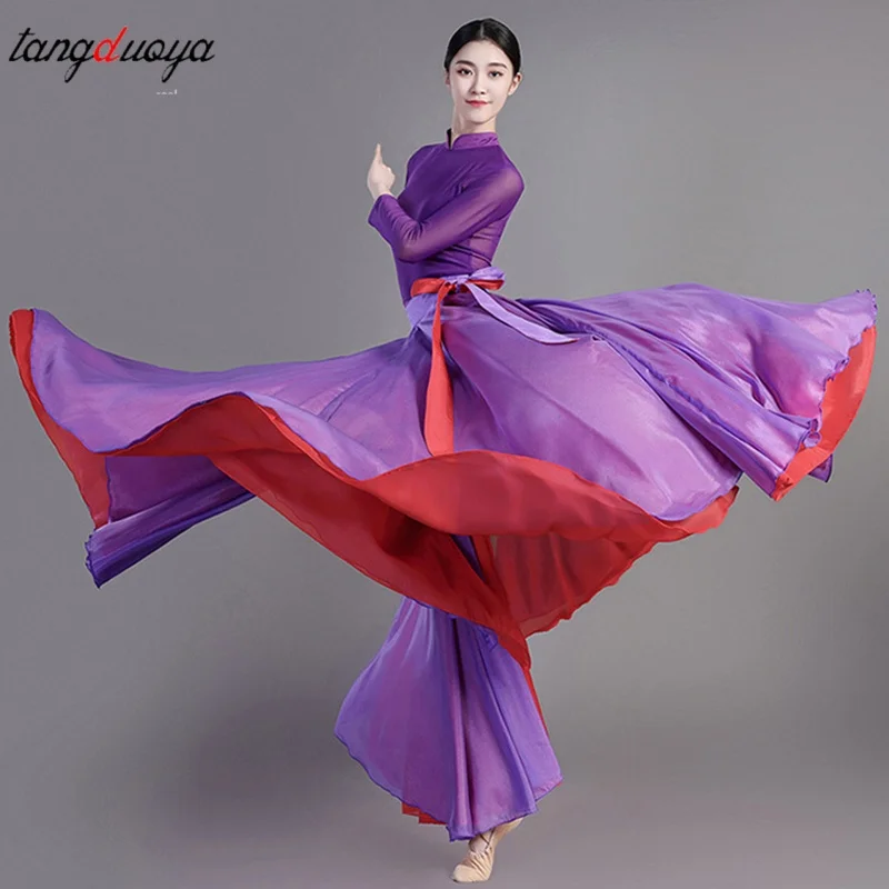 

Double-sided Lace up Chiffon Skirt 720 Degree Classical Dance Modern Ballet Performance Practice Clothing Two Side Wearable ﻿