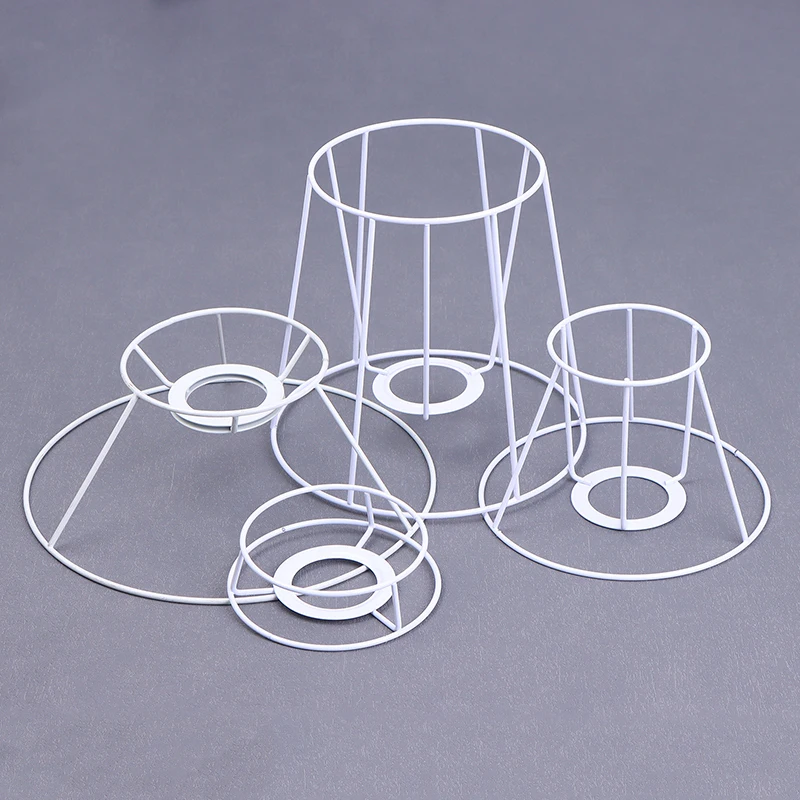 Lamp Lampshade Shade Wire Frame DIY Guard Ring Light Cage Holder Bulbpendant Drum Table Metal Vintage Cover Round Ceiling Iron