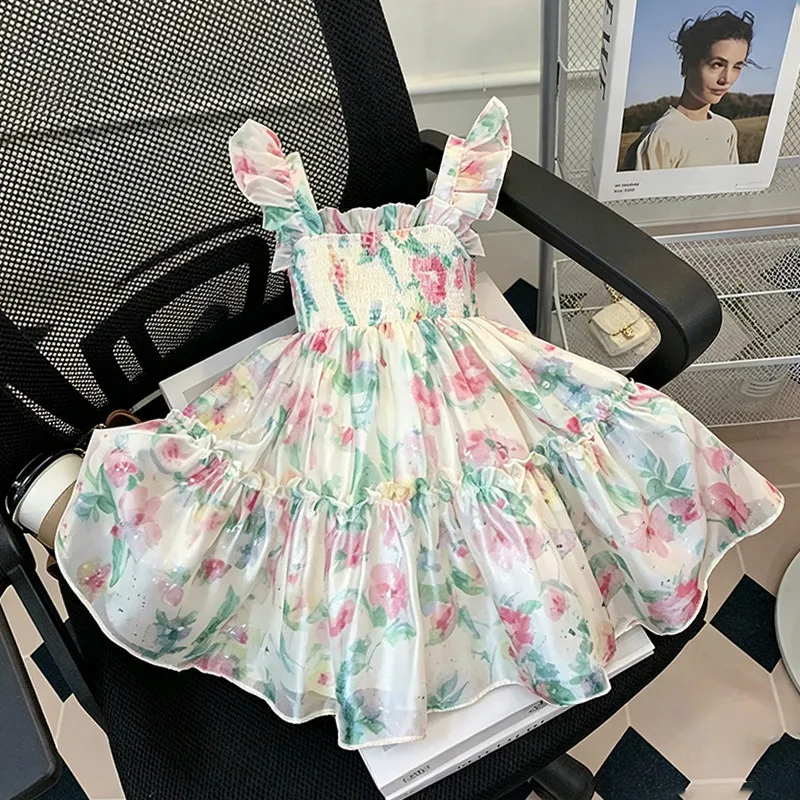 Girls Summer 2026 New Stylish Trendy Comfortable Sweet Fashion Dress for Children Little Girls Butterfly Wing Princess Dress