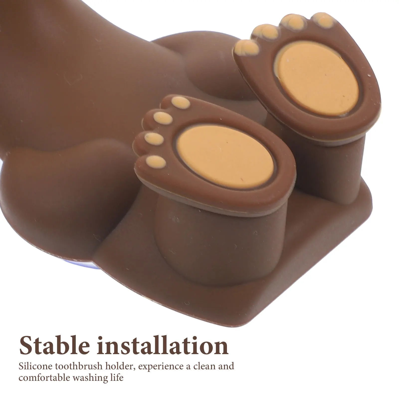 

Adorable Cartoon Bear Toothbrush Rack Suction Cup Wall Mount Suitable for Most Home Decoration Cartoon Toothbrush Holder