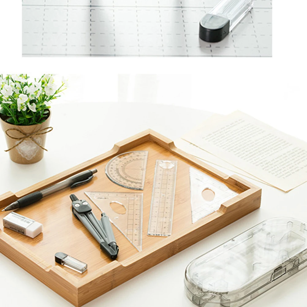 1 Set Staitionery Kit Compasses Straight Ruler Triangle Ruler Eraser Set Drawing Tools Set for Students