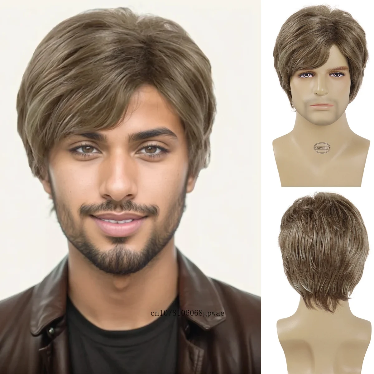 Synthetic Short Wig with Bangs for Men Male Natural Soft Breathable Fake Hair Father Gifts Old Men Wigs Daily Costume Party Use