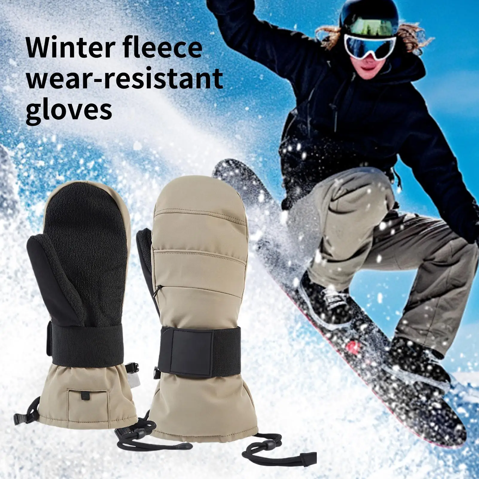 قفازات التزلج الشتوية الحرارية الجديدة التي تعمل باللمس، صوف دافئ مبطن مع واقي المعصم للرجال والنساء، والتزلج على الدراجات النارية والطقس البارد