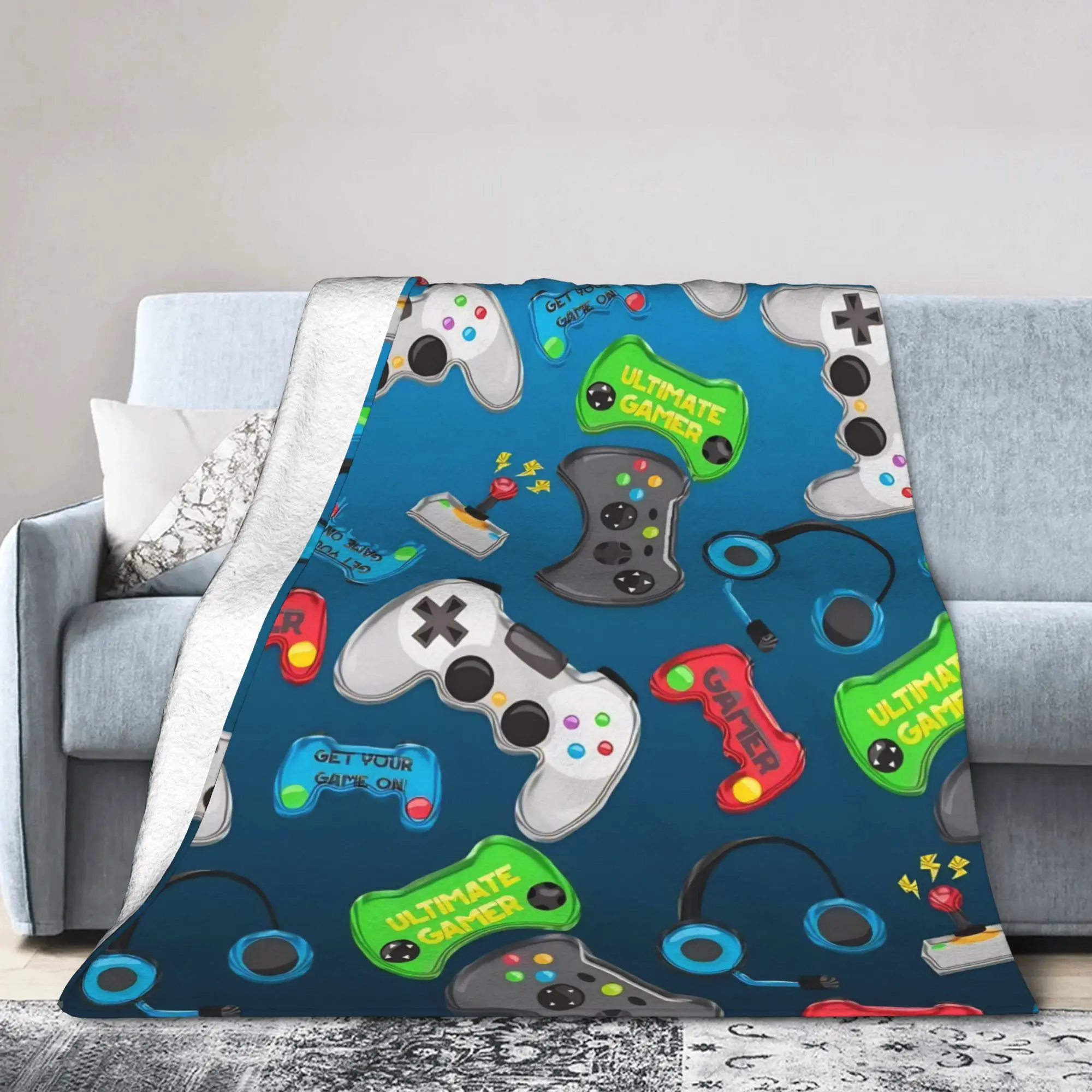 Games Console Handheld Blankets Velvet Spring Autumn  Multi-function Ultra-Soft Throw Blanket for Sofa Bedroom Bedspreads