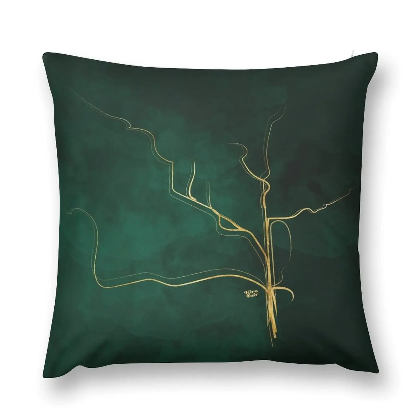 

Kintsugi Emerald Green #art #decor #buyart #japanese #gold #green #kirovair #design Throw Pillow