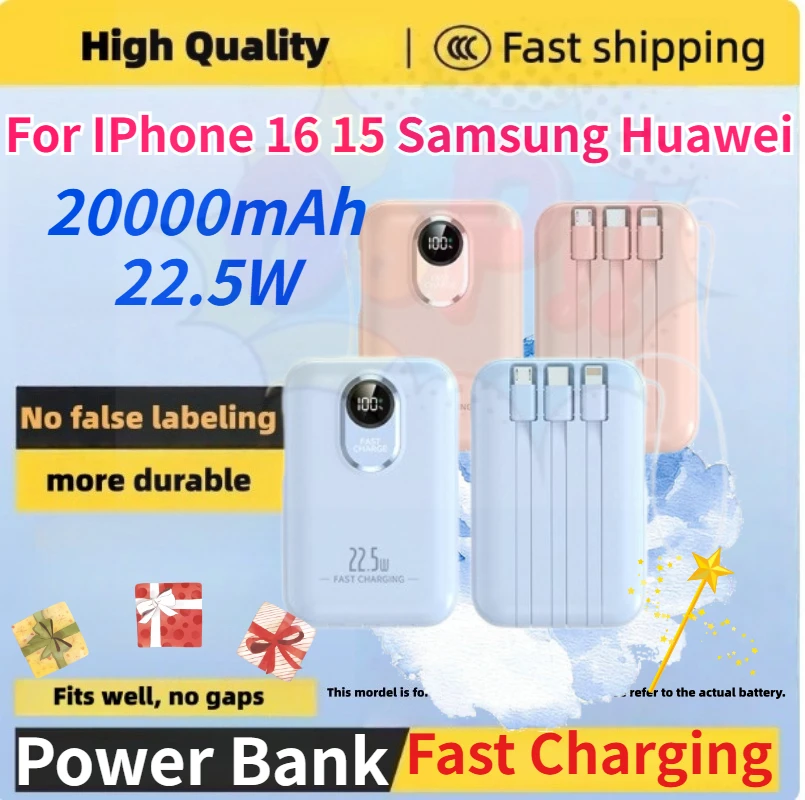 

New 22.5W 20000mAh Power Bank Wireless Fast Charging Foldable Stand External Battery for IPhone 16 15 Samsung Huawei